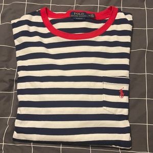 Ralph Lauren white/blue/red collar tshirt